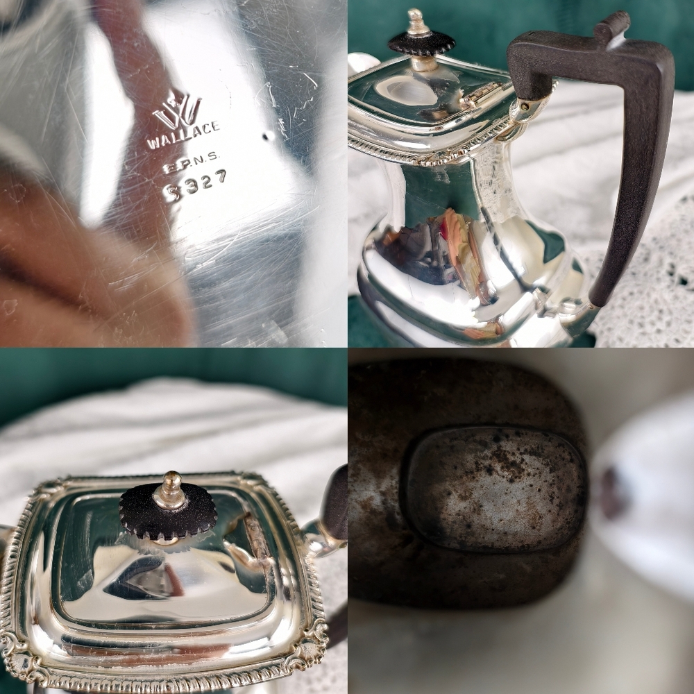 Vintage Rectangular Wallace Silver Plated Tea Set - Picture 4 of 10